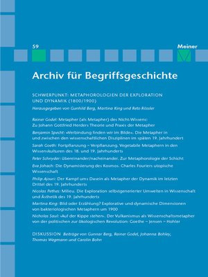 cover image of Archiv für Begriffsgeschichte. Band 59